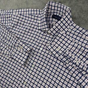Proper Cloth Performance Dress Shirt 15.75-34.5 Blue Red Plaid Stretch Nylon